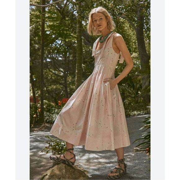 Hunter Bell Braden‎ Dress Abstract Coral Lined Pockets Size 2 NWT $485 - Picture 1 of 13